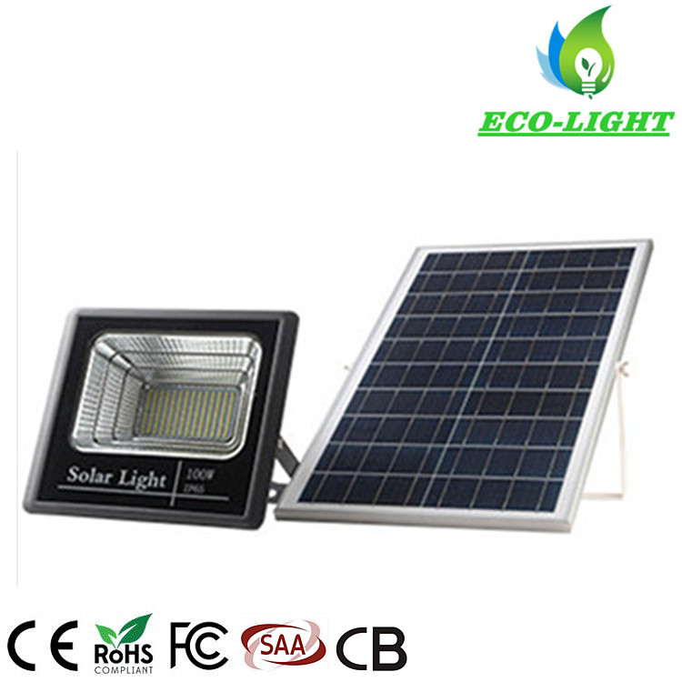 IP65 100W Solar Waterproof LED Flood Light with Remote Control for Building Project Lighting
