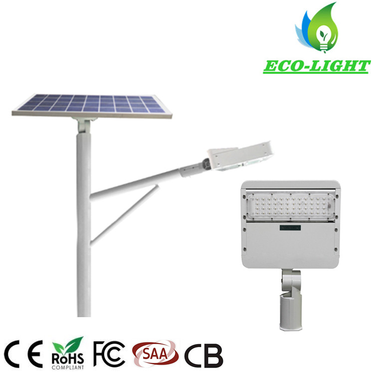 50W Outdoor IP65 with 60 Watt Solar Panel Split LED Modules Solar Street Light with Lamp Pole