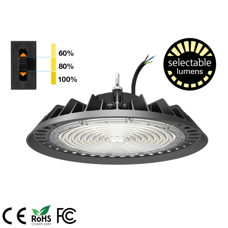 150LM/W isolated driver 240W 180W 120W switchable UFO High bay Light