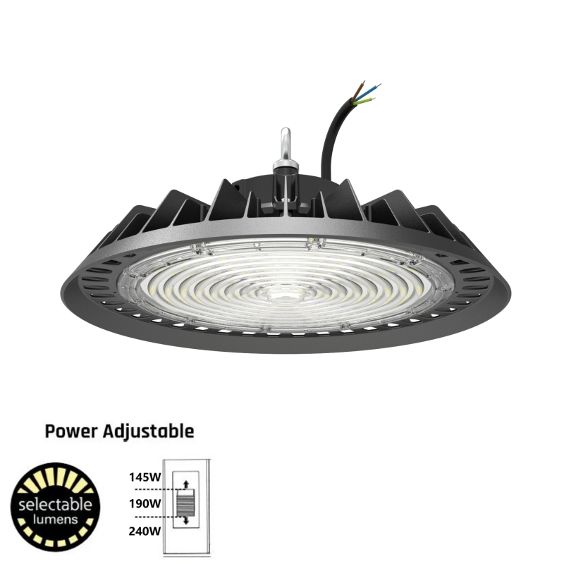 150LM/W isolated driver 240W 190W 145W switchable UFO High bay Light