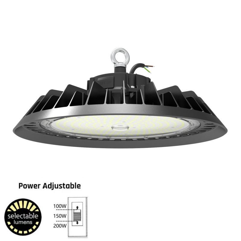 100W 150W 200W adjustable 150LM/W isolated driver ufo light watts switchable UFO High bay Light 