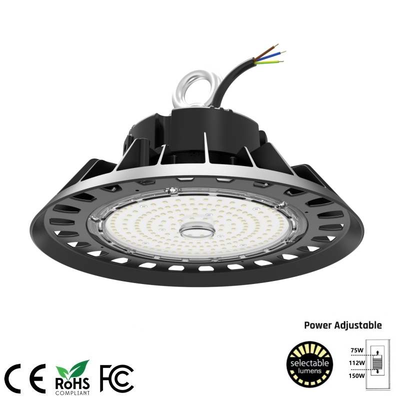 150W 112W 75W adjustable 150LM/W isolated driver ufo light watts switchable UFO High bay Light