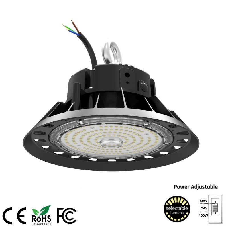 100W 75W 50W adjustable 150LM/W isolated driver ufo light watts switchable UFO Highbay Light