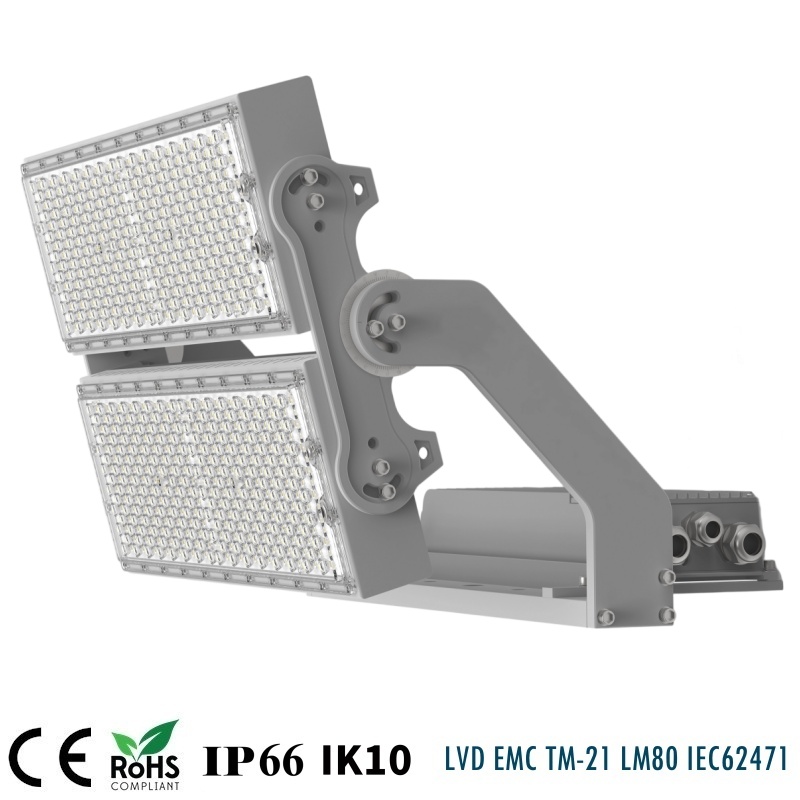 IP66 IK10 CE RoHS ST21 1000W LED Flood Light 170LM/W